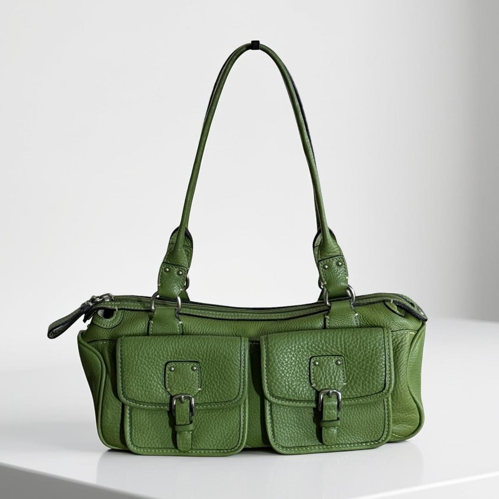 Fossil Green Leather Shoulder Bag